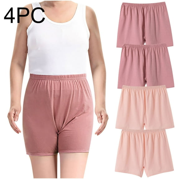 Kmdttou Underwear Women Pack 4PC Ladies Comfortable Solid Color Large Size Abdominal Panties Hight Waiste Four Cornered Underpants (Regular & Plus Size)