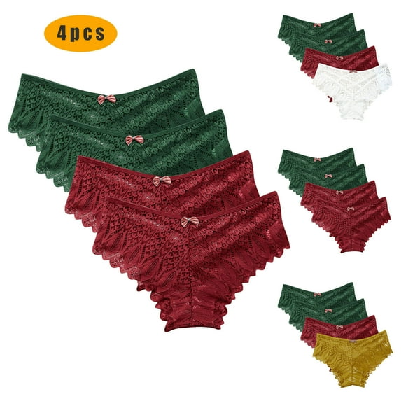 Kmdttou Underwear Women Pack Sexy Lace High Cut Panties Comfort Bikini Panty Stretch Underpants Breathable Ladies Briefs (Available in Plus Size) Wine-4XL