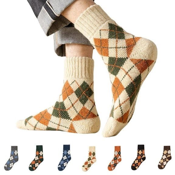 Kmdttou Unisex Extra Thick Wool Socks Plus Velvet Thickened Mid-Tube Winter Cold-Proof Warm Socks Casual Soft Lightweight Quarter Socks