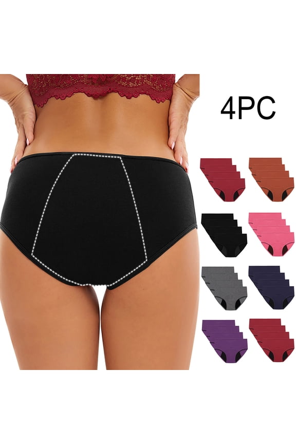 Up to 30% off!Women's 4PC Menstrual Leak Proof Menstrual Panties Cotton Physiological Underpants (Available in Plus Size)