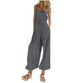 thumbnail image 1 of Kmdttou Up to 30% off! Women's Casual Solid Color Pocket Side Buckle Loose Wide Leg Jumpsuit on Clearance!, 1 of 6