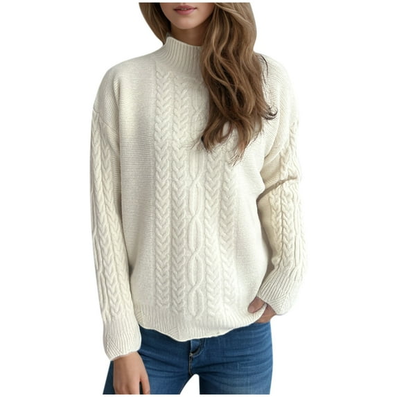 Kmdttou Up to 40% off! Women's Loose Knit Sweater Long Sleeve Top/Shirt on Clearance!