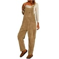 thumbnail image 1 of Kmdttou Up to 40% off! Women's Solid Color 2024 Spring And Summer Solid Color Corduroy Multi-pocket Bib Jumpsuit Bib Trousers on Clearance!, 1 of 3