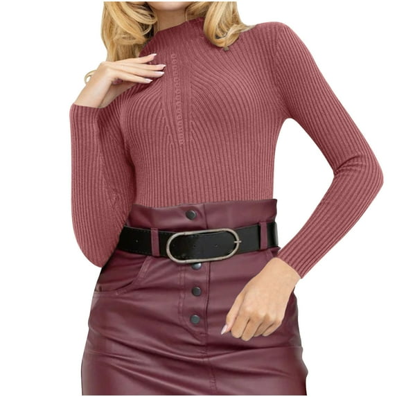 Winter Clothing for Women Sweaters Sweatshirt for Women Winter Solid Color Long Sleeved Pullover Button Knit Sweater Top Long Sleeved Round Neck Top/shirt