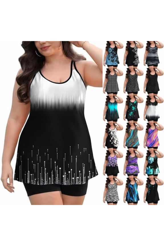 Up to 40% off! Womens Bathing Suits Split Three-piece Printed Sexy Swimsuit on Clearance!