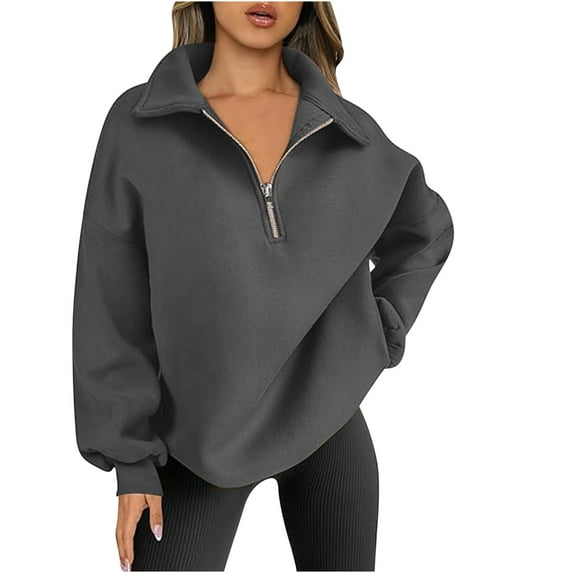 Up to 50% off Women's Oversized Sweatshirts Quarter Half Zip Hoodies Long Sleeve Pullover Tops Fall Teen Girl Trendy Clothes