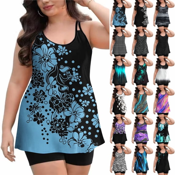 Kmdttou Up to 65% off! Plus Size Swimsuit for Women Split Three-piece Printed Sexy Swimsuit on Clearance!