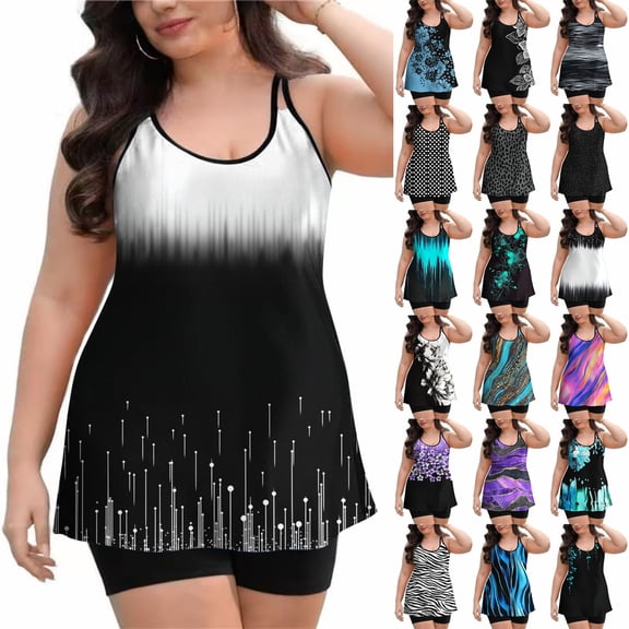 Kmdttou Up to 65% off! Swim Suits for Women 2025 Split Three-piece Printed Sexy Swimsuit on Clearance!