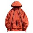 thumbnail image 1 of Kmdttou Waterproof Rain Jacket Men Lightweight Mountains Sport Jacket for Men Hooded Windbreaker Raincoat Red M, 1 of 4