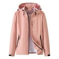 thumbnail image 1 of Kmdttou Waterproof Rain Jacket Women Lightweight Active Outdoor Raincoat with Removable Hood Outdoor Stormtrooper Seamless Adhesive Windproof Casual Sports Jacket Pink L, 1 of 2