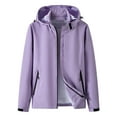 thumbnail image 1 of Kmdttou Waterproof Rain Jacket Women Lightweight Active Outdoor Raincoat with Removable Hood Outdoor Stormtrooper Seamless Adhesive Windproof Casual Sports Jacket Purple 3XL, 1 of 2