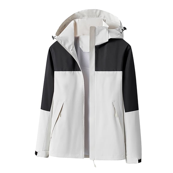 Kmdttou Waterproof Rain Jacket Women Warm Winter Snow Coat Mountain Windbreaker Hooded Raincoat Jacket White M