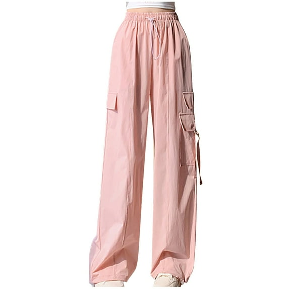 Kmdttou Wide Leg Cargo Pants Mid-waist Pocket Overalls Casual Pants In Spring And Summer
