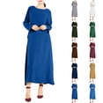 thumbnail image 1 of Kmdttou Women Casual Long Sleeve Dress Summer Dresses 2025 Solid Color Relaxed Fit for Round Neck Solid Color Pocket Dress,Women's Long Dresses Flowy Maxi for Beach, 1 of 3