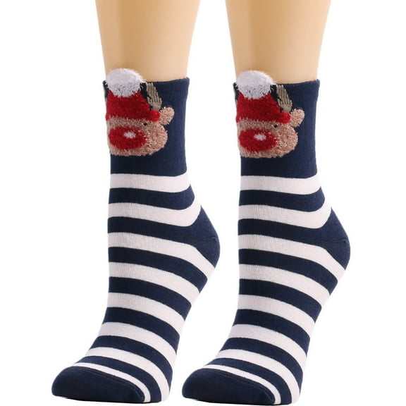 Kmdttou Women Cute Christmas Vintage Printing Thicker Long Sock Comfortable Socks Winter-Gifts for Women/Men-Warm Thick Soft