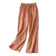 thumbnail image 1 of Kmdttou Women Loose Fitting High Waisted Linen Wide Leg Long Pants Appear Slim And Color Pants, 1 of 9