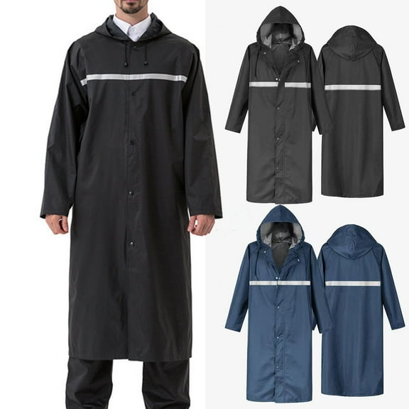 Kmdttou Women And Men's 2PC Outdoor Long Sleeved Hooded Raincoat Reusable Rain Jacket for Emergency Outdoor Hooded Rain for Adults Waterproof Lightweight Rain Coat for Men Women Black 2XL