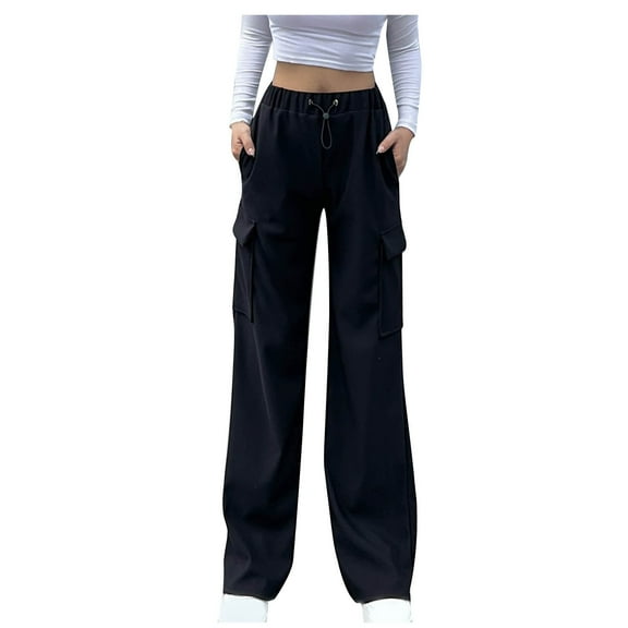Kmdttou Women Plus Size Mid-waist Pocket Overalls Casual Pants In Spring And Summer