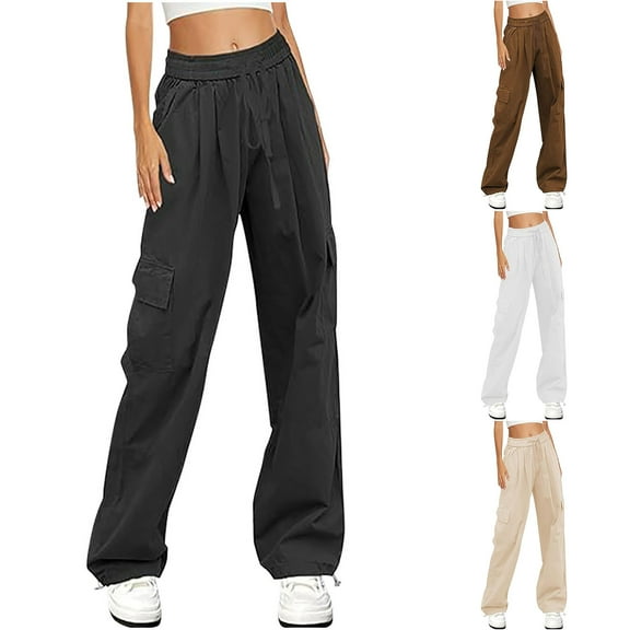 Kmdttou Women Plus Size Trendy And Casual Multi Pocket Loose Wide Leg Work Pants Long Pants