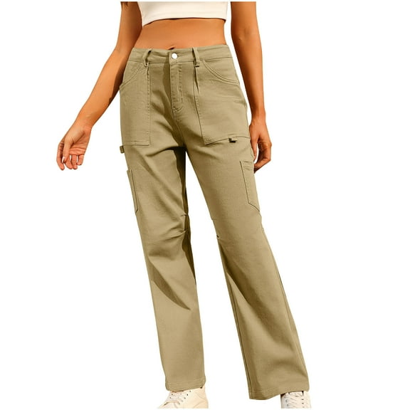 Kmdttou Women Plus Size Trendy And Casual Multi Pocket Loose Wide Leg Work Pants Long Pants