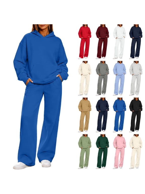 Women Pullover Hoodie Pockets for Women'S Fall/Winter Solid Color Long Sleeved Crew Round Neck Jumpsuit With Belt Jumpsuit Pans on Clearance!