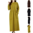 thumbnail image 1 of Kmdttou Women Solid Color Knitted Sweater Long Over Knee Pocket With Bottom Skirt Dress,Women's Long Dresses Flowy Maxi for Beach, 1 of 9
