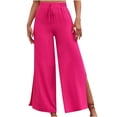thumbnail image 1 of Women Solid Color Side Slit Loose Wide Leg Pants, 1 of 7
