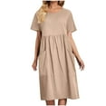 thumbnail image 1 of Kmdttou Women Summer Casual Round-Neck Fashion Plus Size Short Sleeve High Waist Dress,Fashionable Casual Dresses for Women 2025, 1 of 6