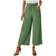 thumbnail image 1 of Kmdttou Women Summer Comfortable Casual Slim High Waist Solid Color Cotton Linen Pocket Pants, 1 of 7