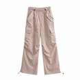 thumbnail image 1 of Kmdttou Women Wide Leg Elasticated Waist Casual Leg Corset Multi-pocket Sports Cargo Pants And Pants, 1 of 4