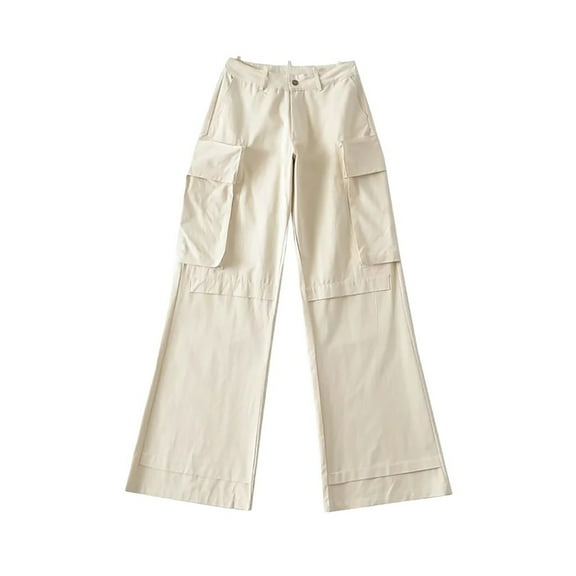 Kmdttou Women Wide Leg Low-rise Baggy Three-dimensional Cargo Pants With Large Pockets