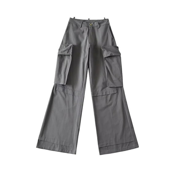 Kmdttou Women Wide Leg Low-rise Baggy Three-dimensional Cargo Pants With Large Pockets