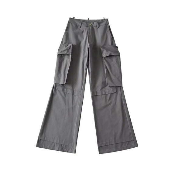 Kmdttou Women Wide Leg Low-rise Baggy Three-dimensional Cargo Pants With Large Pockets