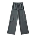 thumbnail image 1 of Kmdttou Women Wide Leg Low-rise Multi-pocket Patchwork Casual Straight Leg Wide-leg Cargo Pants, 1 of 5