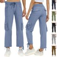 thumbnail image 1 of Kmdttou Women Wide Leg Pants With Pockets Loose Casual Pants Dressy Lightweight Baggy Cargo Pants For Hiking, 1 of 9
