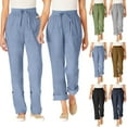 thumbnail image 1 of Kmdttou Women Wide Leg Pants With Pockets Loose Casual Pants Dressy Lightweight Baggy Cargo Pants For Hiking, 1 of 9
