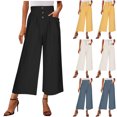 thumbnail image 1 of Kmdttou Women's Casual Fashion Solid Color Double Pocket Elastic Waist Pants Loose Casual Pants, 1 of 6