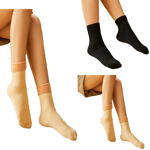 Kmdttou Women's Comfortable And Breathable Solid Color Thickened Warm Mid Length Socks Casual Soft Lightweight Quarter Socks