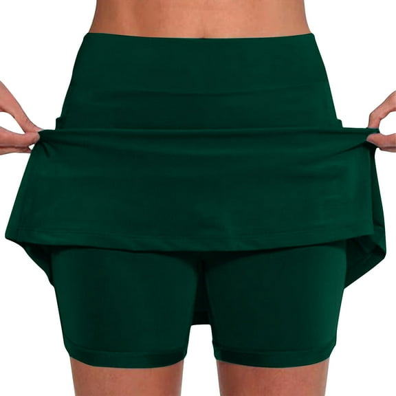 Kmdttou Women's Compression Shorts New Color Mid-waist Skirt Pants Sports Casual Shorts Bottoming Skirt Pants on Clearance,Green 4XL