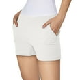 thumbnail image 1 of Kmdttou Women's Compression Shorts Yoga Shorts Pants Bandage Elastic Waist Casual Short Pants on Clearance,White L, 1 of 7