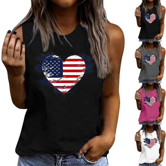 Kmdttou Women's Custom POD T-Shirts Womens Summer Tops Summer Casual Round Neck Loose Sleeveless T-Shirt Gift for Women