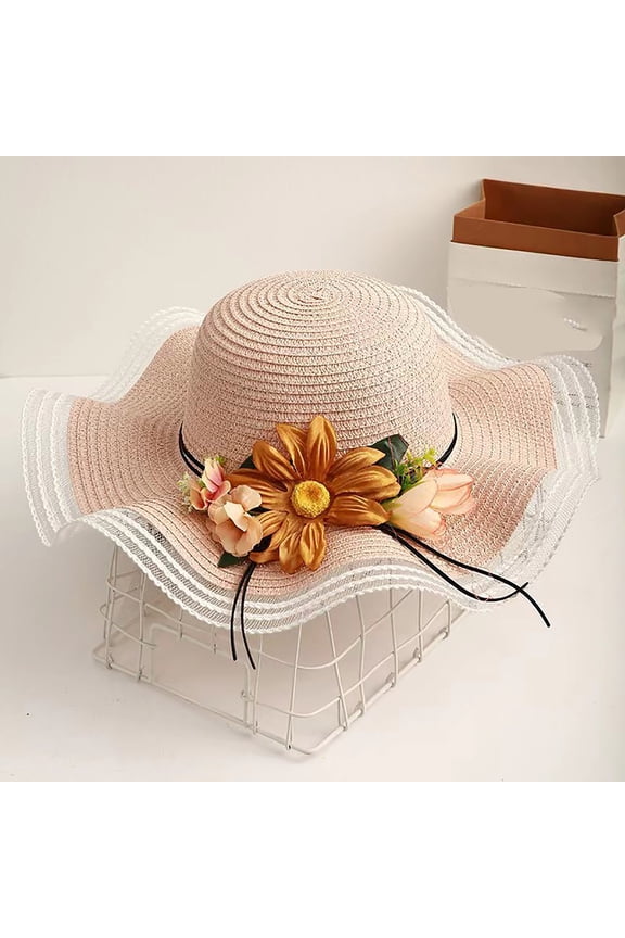 Women's Hat For Sun Protection New Style With Large Eaves Sunflowers Big Flowers Beach Sun Protection Fashionable Sun Hat For Travel,Boho Floral Printed Sun Hat ,Eco-Friendly Straw Sun Hat