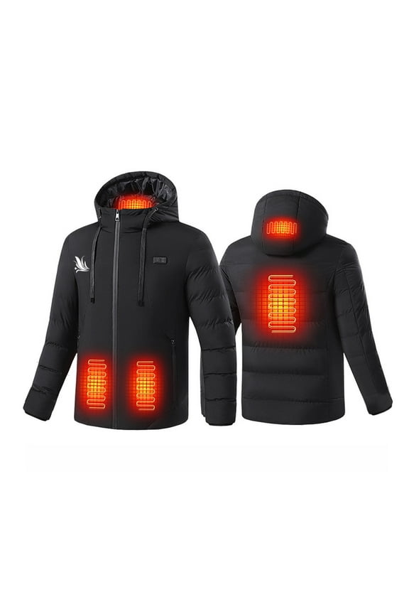 Women's Heated Jacket Waterproof with Hooded Hiking Coat Lightweight Active Outdoor Raincoat with Removable Hood Black 2XL