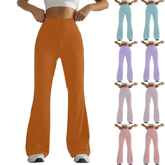 Kmdttou Women's High Waist Yoga Pants for Women Solid Color Tight Fitting Hip Shaping Flared Pants Yoga Pants
