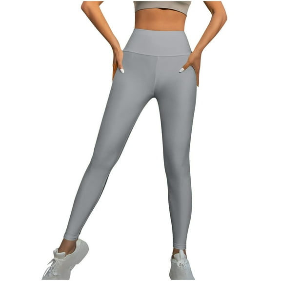 Kmdttou Women's High Waisted Leggings for Women Long Solid Color Hip Lift Fitness High Waist Stretch Gloss Leggings Yoga Pants