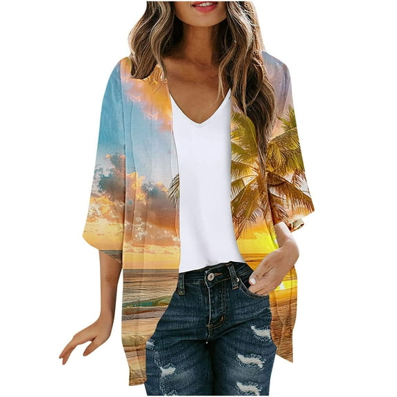 Kmdttou Women's Lightweight Crewneck Cardigan Sweater Fall Dresses for Women (Available in Plus Size)