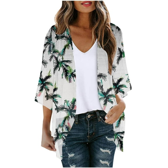 Kmdttou Women's Lightweight Open Front Cardigans 3/4 Sleeve Casual Soft Drape Fall Cardigan Fall Dresses for Women