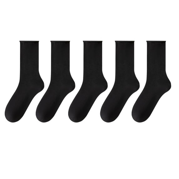 Kmdttou Women's Mid-calf Solid Color Socks Comfortable Warm Breathable Multicolor Socks Casual Soft Lightweight Quarter Socks