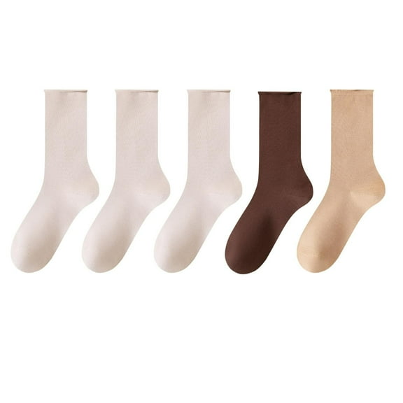 Kmdttou Women's Mid-calf Solid Color Socks Comfortable Warm Breathable Multicolor Socks Casual Soft Lightweight Quarter Socks