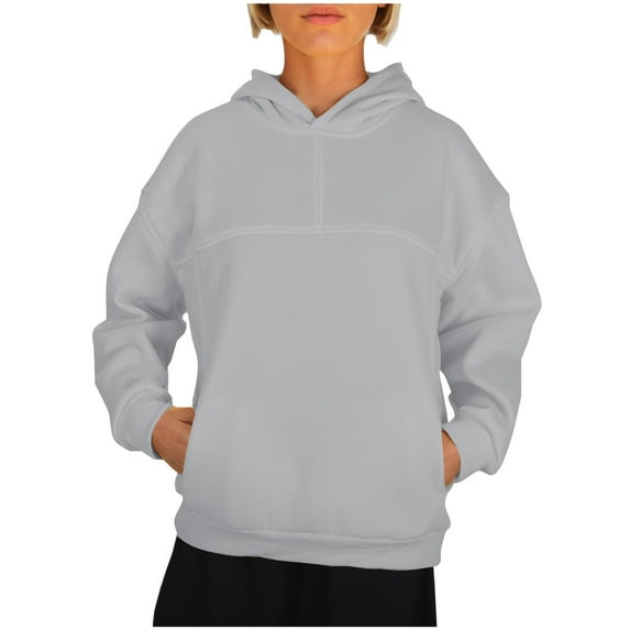 Kmdttou Women's Oversized Hoodies Fleece Sweatshirts Long Sleeve Fashion Fittness Long Sleeve Pullover Hoodie Fleece Warm Solid Color Tops Sweatshirts on Clearance!